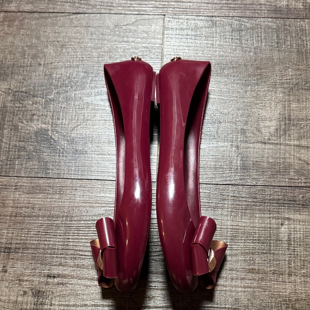 Ted Baker London Burgundy Bow Flats - Picture 4 of 11